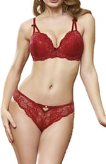 Bestin Kadın Bordo Desteksiz Bralet Sütyen Ve Tanga Külot Takım