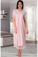 Bestin Kadın Pembe Hamile Lohusa Dantelli Gecelik 5042