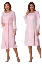 Bestin Kadın Pembe Sabahlıklı Hamile Lohusa Gecelik Takımı, XL, DT2055EF-869BST0007639