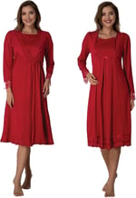 Bestin Kadın Vişne Sabahlıklı Hamile Lohusa Gecelik Takımı, 2XL, DS2019EF-86D0018319504