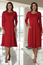 Bestin Kadın Vişne Sabahlıklı Hamile Lohusa Gecelik Takımı, 2XL, DS2019EF-86D0018319504