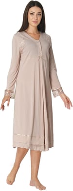 Bestin Kadın Vizon Dantelli Hamile Lohusa Gecelik, 2XL, C2423EF-869804IGP26698