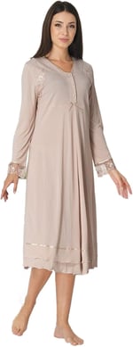 Bestin Kadın Vizon Dantelli Hamile Lohusa Gecelik, L, C2423EF-89C0018316767