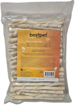Bestpet Twisted Stick White,%100 Doğal Deri Beyaz Burgu Köpek Ödül Çubuğu 350 gr