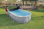 Bestway Flowclear PVC branda, gri, Power Steel havuz için - Seçenekler: 396 x 185 cm (Kare), 424x250x100 cm...