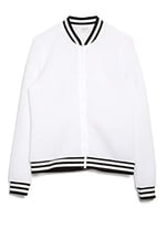 Bexy Amanda - File Detaylı Beyaz Spor Bomber Ceket | 160206-3 (Large)