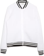 Bexy Amanda - File Detaylı Beyaz Spor Bomber Ceket | 160206-3 (Large)