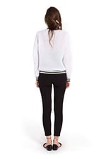 Bexy Amanda - File Detaylı Beyaz Spor Bomber Ceket | 160206-3 (Large)