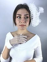 Beyaz Bilek Detaylı Gelin Eldiveni Ve Vualet Takımı