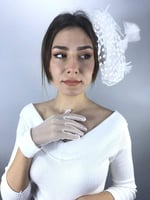 Beyaz Bilek Detaylı Gelin Eldiveni Ve Vualet Takımı