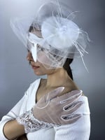 Beyaz Dantel Detaylı Eldiven Ve Beyaz Vualet Nikah Takımı