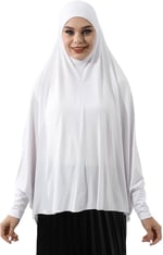 Beyaz Hazır Pratik Sultanbaş Tesettür Kollu Penye Sufle Eşarp Hijab