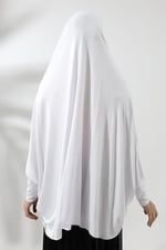 Beyaz Hazır Pratik Sultanbaş Tesettür Kollu Penye Sufle Eşarp Hijab
