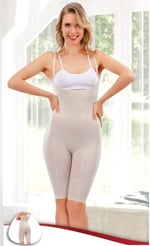 Beyaz Kadın Göğüsü Açık Uzun Paçalı Toparlayıcı Body Vücut Korse