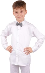 Beyaz Saten Klasik Erkek Çocuk Gömlek