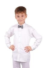 Beyaz Saten Klasik Erkek Çocuk Gömlek