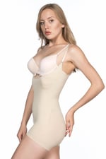 Beyaz Seamless Dikişsiz Iz Yapmaz Göğüsü Açık Askılı Vücut Korse
