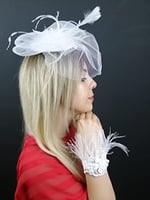 Beyaz Vualet Nikah Şapkası ve Beyaz Bileklik NKH-1007