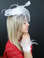 Beyaz Vualet Nikah Şapkası ve Beyaz Bileklik NKH-1007
