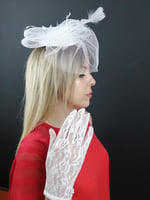 Beyaz Vualet Nikah Şapkası ve Beyaz Dantelli Eldiven NKH-1011