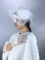 Beyaz Vualet Ve Beyaz Boncuk İşlemeli Eldiven Nikah Takımı