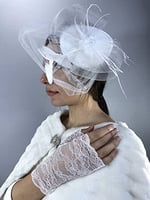 Beyaz Vualet Ve Beyaz Kısa Eldiven Nikah Takımı