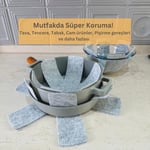 Beylini 12 Li Set Tencere Tava Koruyucu Borcam Çizdirmez Keçe Düzenleyici (Gri)