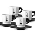 Bialetti - 4'lü Espresso Fincan Seti - Sekizgen Tasarım - Siyah Beyaz Karma Renk - Porselen - Seçenekler: 4 fincan siyah/beyaz, Klasik