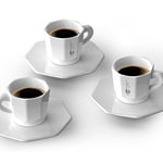 Bialetti - 4'lü Espresso Fincan Seti - Sekizgen Tasarım - Beyaz Renk - Porselen