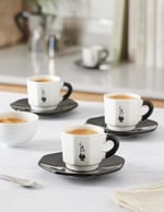 Bialetti - 4'lü Espresso Fincan Seti - Sekizgen Tasarım - Siyah Beyaz Karma Renk - Porselen - Seçenekler: 4 fincan siyah/beyaz, Klasik