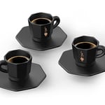 Bialetti - 4'lü Espresso Fincan Seti - Sekizgen Tasarım - Siyah Renk - Porselen - Seçenekler: Klasik, 4 fincan siyah/beyaz