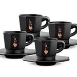 Bialetti - 4'lü Espresso Fincan Seti - Sekizgen Tasarım - Siyah Renk - Porselen - Seçenekler: Klasik, 4 fincan siyah/beyaz