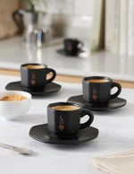 Bialetti - 4'lü Espresso Fincan Seti - Sekizgen Tasarım - Siyah Renk - Porselen - Seçenekler: Klasik, 4 fincan siyah/beyaz