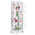 Bialetti - 4'lü İstiflenebilir Cappuccino Fincan Seti - Karma Renkli - Porselen