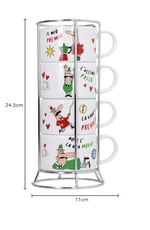 Bialetti - 4'lü İstiflenebilir Cappuccino Fincan Seti - Karma Renkli - Porselen