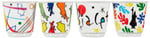 Bialetti - 4'lü Moka Kahve Bardak Seti - Kulpsuz Kahve Shot Bardağı - Bicchierini - Karma Renk - Arte Desen Serisi - Porselen