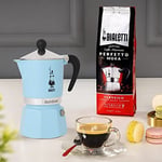 Bialetti 5041 Rainbow Espresso Pişirici, Alüminyum, Açık Mavi, 1 Fincan