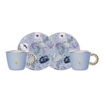 Bialetti Bridgerton 2 Fincan ve 2 Tabak Seti, Porselen, 80 ml