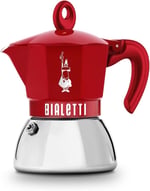 Bialetti - Moka Exclusive İndüksiyon: 4 Cups Ocak Üstü Espresso Pişirici - 200ml - Kırmızı Renk - Alt Hazne: Dış Paslanmaz Çelik İç Alüminyum - İndüksiyon Ocak Türleri İçin Uygundur