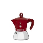 Bialetti - Moka Exclusive İndüksiyon: 4 Cups Ocak Üstü Espresso Pişirici - 200ml - Kırmızı Renk - Alt Hazne: Dış Paslanmaz Çelik İç Alüminyum - İndüksiyon Ocak Türleri İçin Uygundur