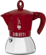 Bialetti - Moka Exclusive İndüksiyon: 4 Cups Ocak Üstü Espresso Pişirici - 200ml - Kırmızı Renk - Alt Hazne: Dış Paslanmaz Çelik İç Alüminyum - İndüksiyon Ocak Türleri İçin Uygundur