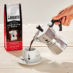 Bialetti - Moka Express: 3 Cups Ocak Üstü Espresso Pişirici - 130ml - Gümüş Renk - Alüminyum Gövde - Patentli Güvenlik Valfi - Tüm Ocak Türleri İçin Uygundur (İndüksiyon Hariç)