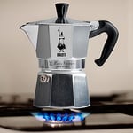 Bialetti - Moka Express: 3 Cups Ocak Üstü Espresso Pişirici - 130ml - Gümüş Renk - Alüminyum Gövde - Patentli Güvenlik Valfi - Tüm Ocak Türleri İçin Uygundur (İndüksiyon Hariç)
