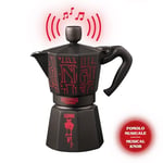 Bialetti - Moka Express Stranger Things: 6 Cups Ocak Üstü Espresso Pişirici, Müzikli, 270ml, Siyah, Patentli Güvenlik Valfi - Seçenekler: 3 Tazze, 6 Tazze