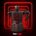 Bialetti - Moka Express Stranger Things: 3 Cups Ocak Üstü Espresso Pişirici, Müzikli, 130ml, Siyah, Patentli Güvenlik Valfi