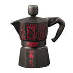 Bialetti - Moka Express Stranger Things: 3 Cups Ocak Üstü Espresso Pişirici, Müzikli, 130ml, Siyah, Patentli Güvenlik Valfi