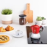 Bialetti - Moka İndüksiyon Kırmızı: 4 Cups Ocak Üstü Espresso Pişirici - 150ml - Alt Hazne: Dış Paslanmaz Çelik İç Alüminyum - Patentli Güvenlik Valfi - İndüksiyon Ocak Türleri İçin Uygundur