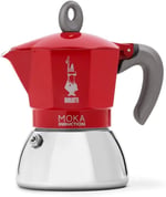 Bialetti - Moka İndüksiyon Kırmızı: 4 Cups Ocak Üstü Espresso Pişirici - 150ml - Alt Hazne: Dış Paslanmaz Çelik İç Alüminyum - Patentli Güvenlik Valfi - İndüksiyon Ocak Türleri İçin Uygundur