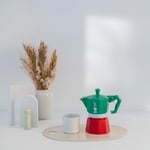 Bialetti Moka Pot Exclusive Italia 3 Cup Yeşil Kırmızı