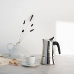 Bialetti - Moon Exclusive: 4 Cups Ocak Üstü Espresso Pişirici - 170ml - Gümüş Renk - Paslanmaz Çelik Gövde - Patentli Güvenlik Valfi - Tüm Ocak Türleri İçin Uygundur (İndüksiyon Dahil)